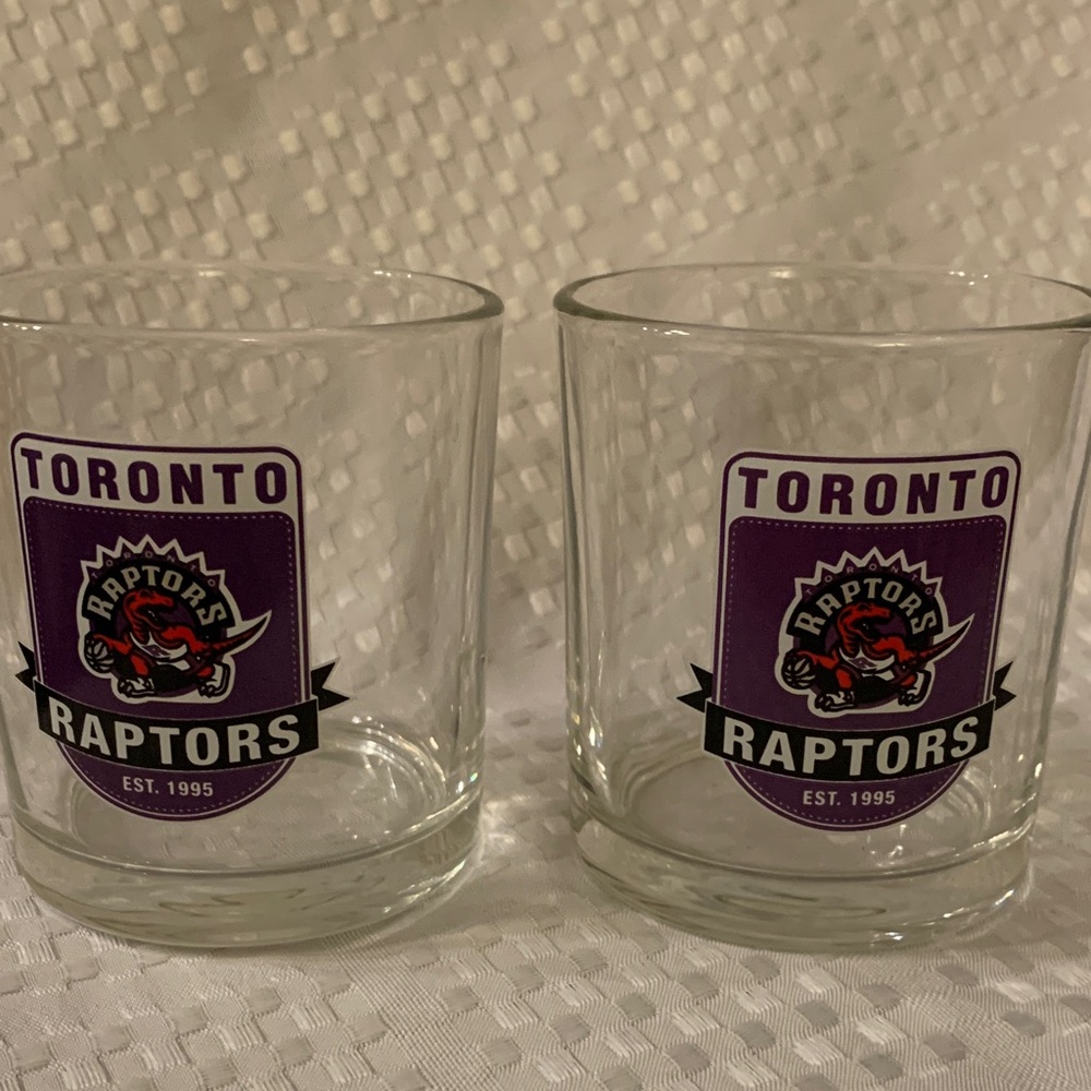 Two Toronto Raptors Retro Logo “ On the Rocks “ glasses.